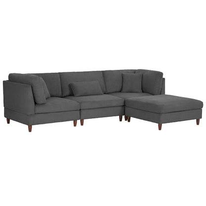 Corduroy Modular Sectional Sofa Set With Ottoman