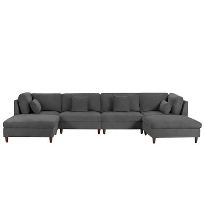 Corduroy Modular Sectional Sofa Set With Ottoman