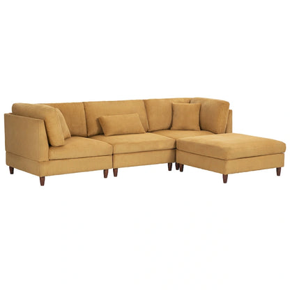 Corduroy Modular Sectional Sofa Set With Ottoman