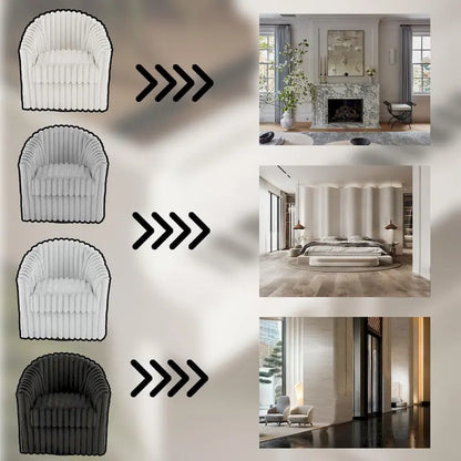 30.7W Faux Fur Upholstered Accent Chair Swivel Barrel Chair