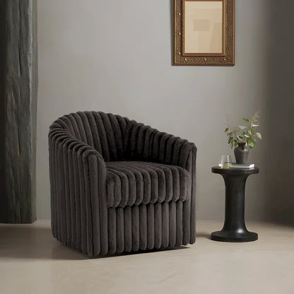 30.7W Faux Fur Upholstered Accent Chair Swivel Barrel Chair