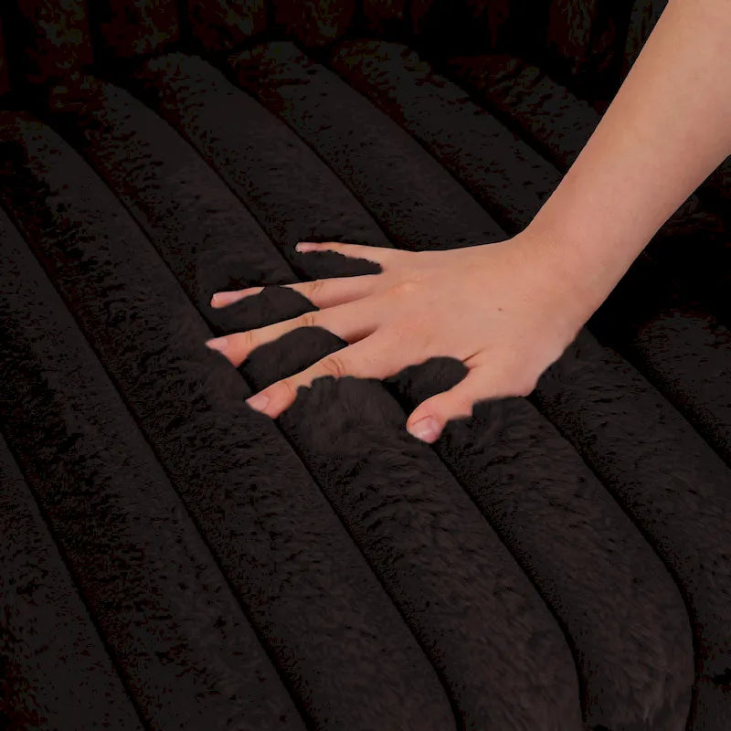 30.7W Faux Fur Upholstered Accent Chair Swivel Barrel Chair