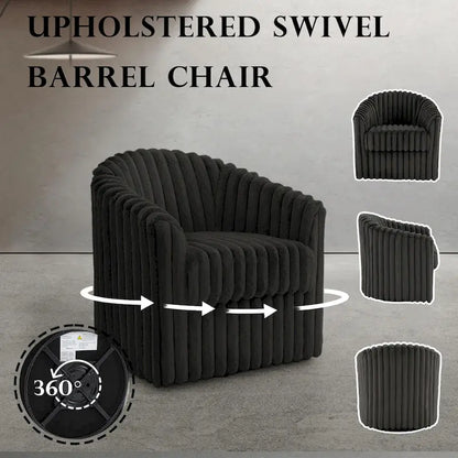 30.7W Faux Fur Upholstered Accent Chair Swivel Barrel Chair