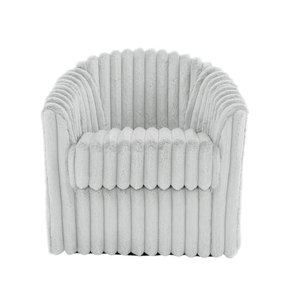 30.7W Faux Fur Upholstered Accent Chair Swivel Barrel Chair