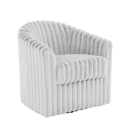 30.7W Faux Fur Upholstered Accent Chair Swivel Barrel Chair