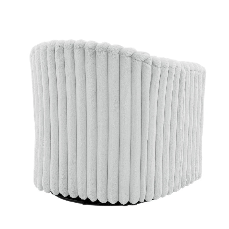 30.7W Faux Fur Upholstered Accent Chair Swivel Barrel Chair