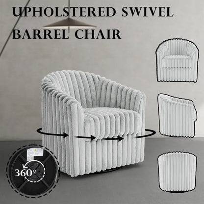 30.7W Faux Fur Upholstered Accent Chair Swivel Barrel Chair