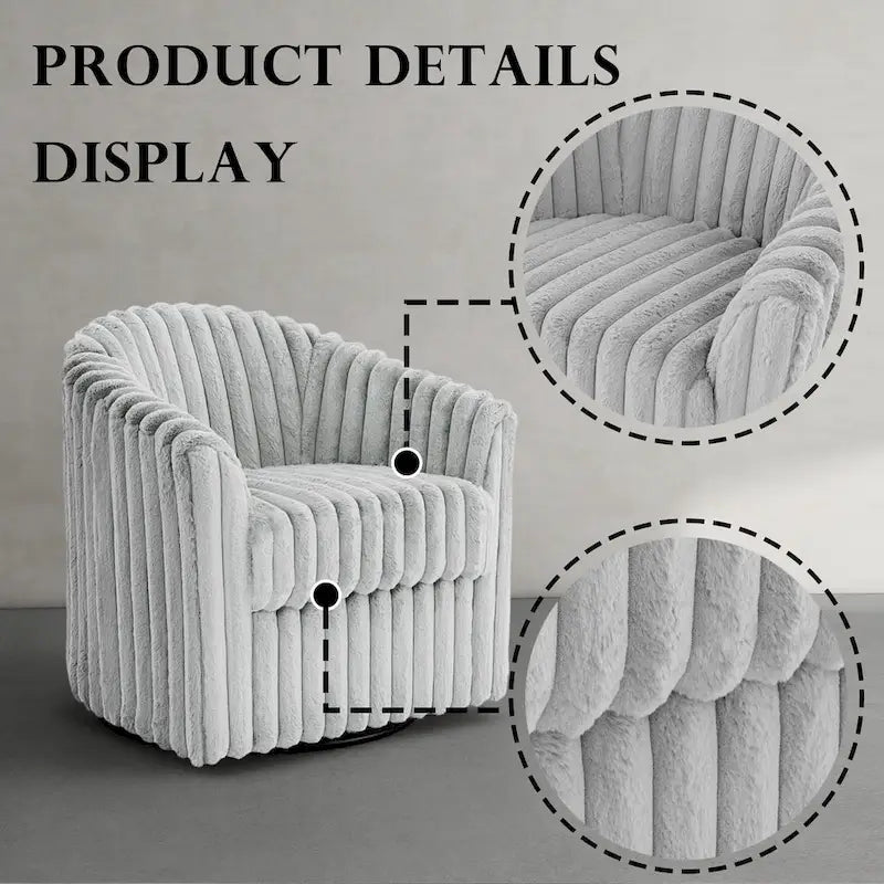 30.7W Faux Fur Upholstered Accent Chair Swivel Barrel Chair