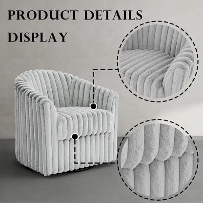 30.7W Faux Fur Upholstered Accent Chair Swivel Barrel Chair