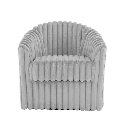 30.7W Faux Fur Upholstered Accent Chair Swivel Barrel Chair