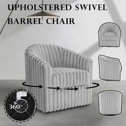 30.7W Faux Fur Upholstered Accent Chair Swivel Barrel Chair