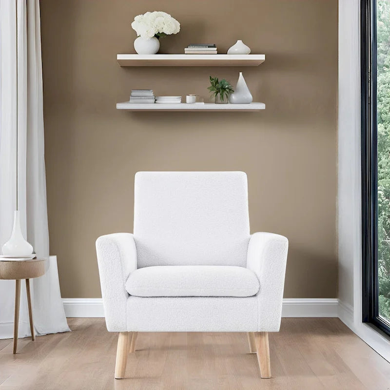 Mid-century Modern Chair Durable Wood frame Accent Chairs for Living Room Reading Chair with armrest