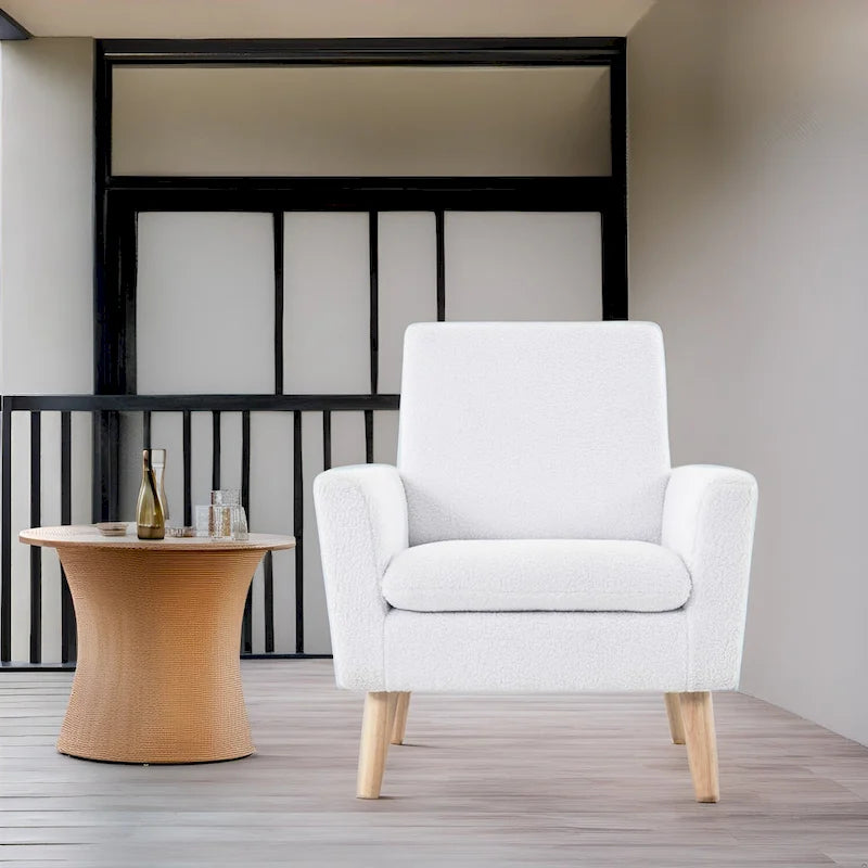 Mid-century Modern Chair Durable Wood frame Accent Chairs for Living Room Reading Chair with armrest