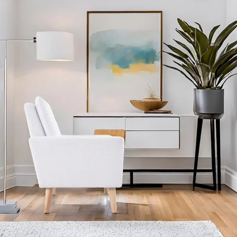 Mid-century Modern Chair Durable Wood frame Accent Chairs for Living Room Reading Chair with armrest