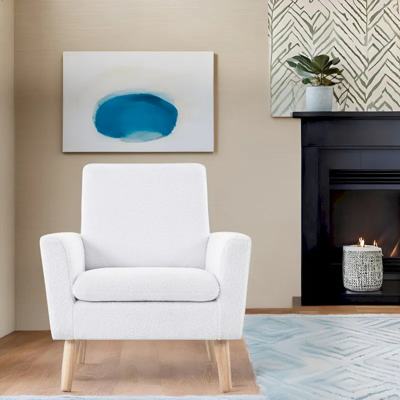 Mid-century Modern Chair Durable Wood frame Accent Chairs for Living Room Reading Chair with armrest