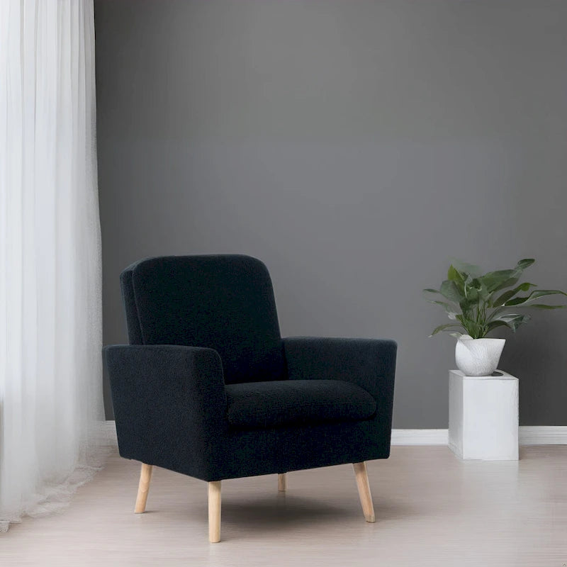 Mid-century Modern Chair Durable Wood frame Accent Chairs for Living Room Reading Chair with armrest