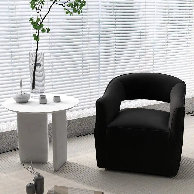 SEYNAR Modern Glam Velvet 360 Degree Swivel Open-Back Accent Armchair