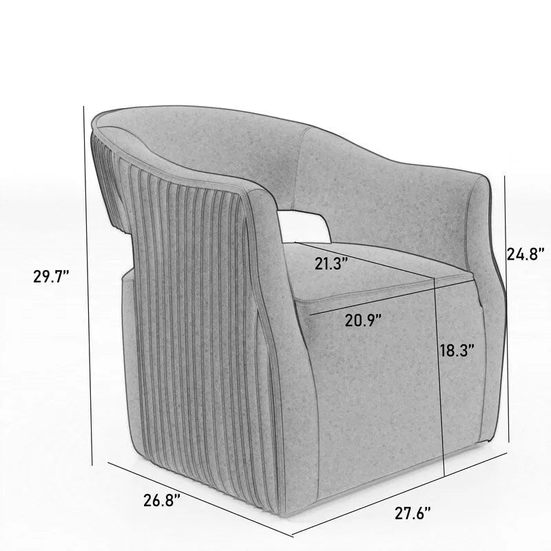 SEYNAR Modern Glam Velvet 360 Degree Swivel Open-Back Accent Armchair