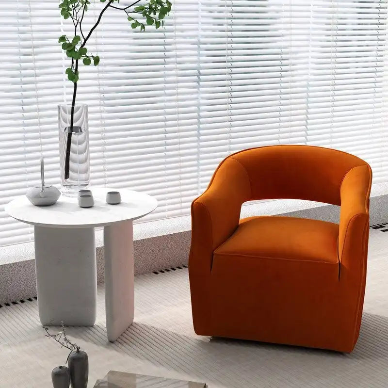 SEYNAR Modern Glam Velvet 360 Degree Swivel Open-Back Accent Armchair