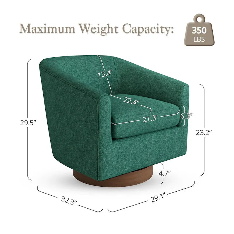 LUE BONA Modern Upholstered Wooden Accent Chair 360 Barrel Swivel Set of 2 Armchair for Living Room