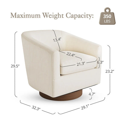 LUE BONA Modern Upholstered Wooden Accent Chair 360 Barrel Swivel Set of 2 Armchair for Living Room