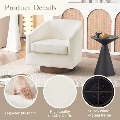 LUE BONA Modern Upholstered Wooden Accent Chair 360 Barrel Swivel Set of 2 Armchair for Living Room