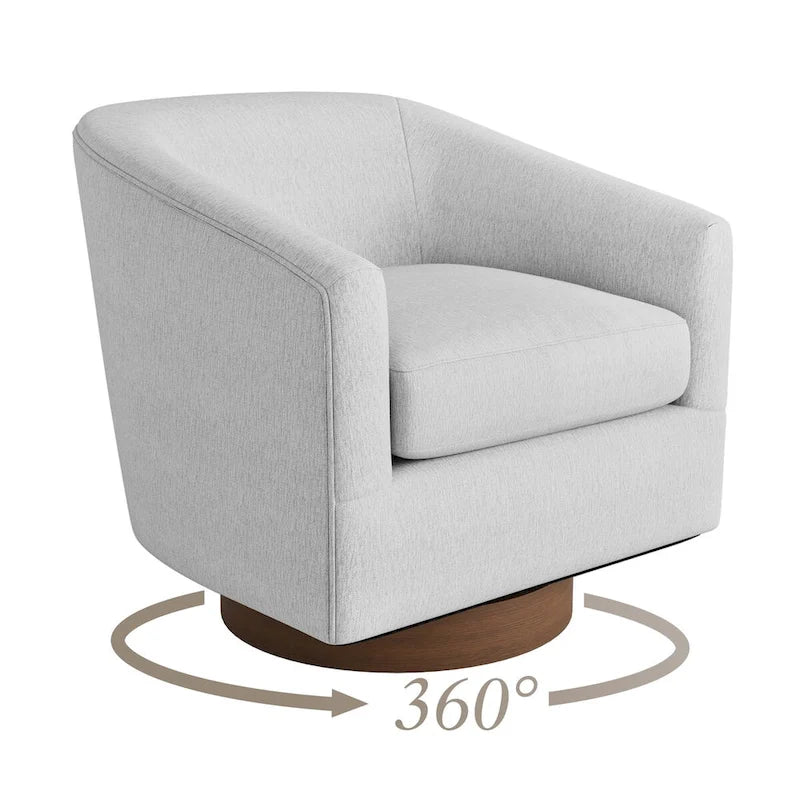 LUE BONA Modern Upholstered Wooden Accent Chair 360 Barrel Swivel Set of 2 Armchair for Living Room
