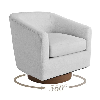 LUE BONA Modern Upholstered Wooden Accent Chair 360 Barrel Swivel Set of 2 Armchair for Living Room