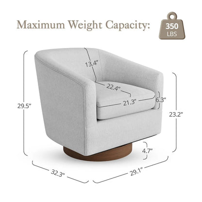 LUE BONA Modern Upholstered Wooden Accent Chair 360 Barrel Swivel Set of 2 Armchair for Living Room