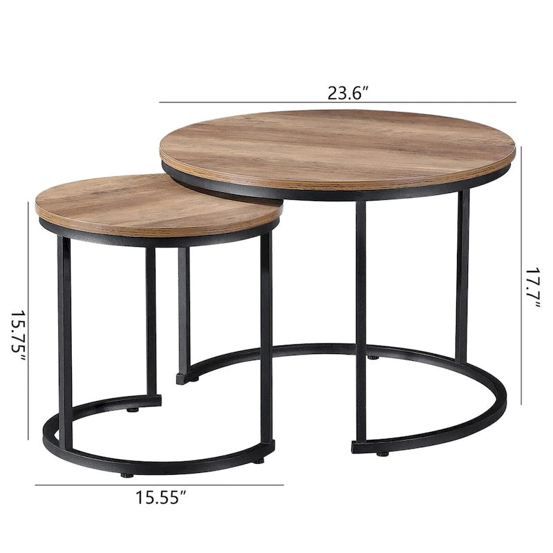 Ledel Modern 2-Piece Nesting Coffee Table Set