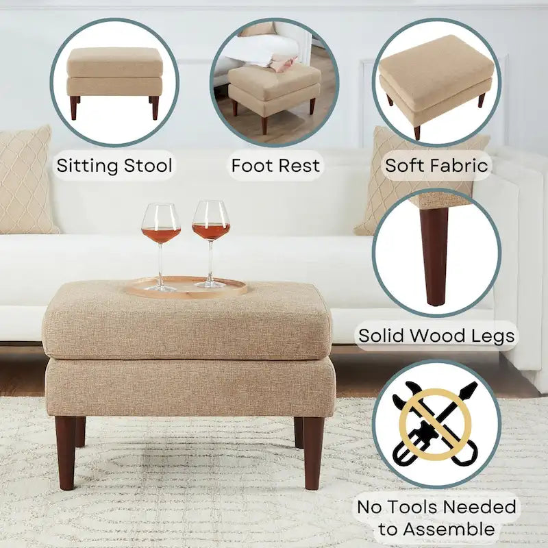 Convenience Concepts Designs4Comfort Marlow Mid Century Ottoman