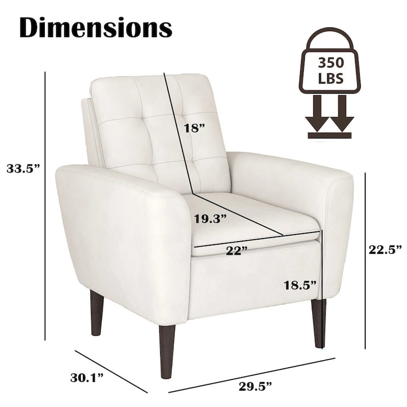 Button Tufted Fabric Accent Chair Armchair with Solid Sagwan Wooden Frame