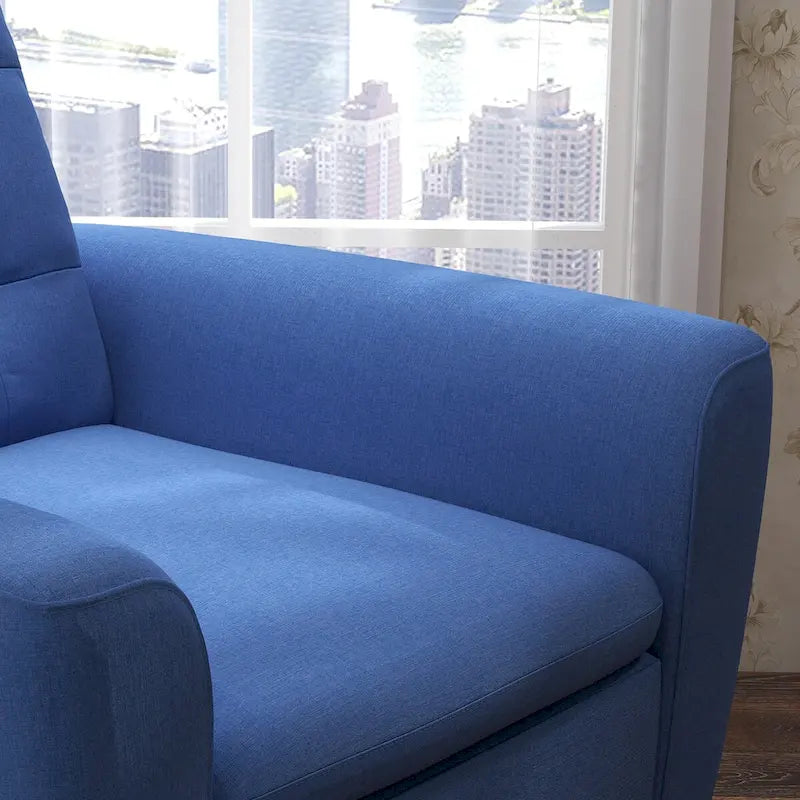 Button Tufted Fabric Accent Chair Armchair with Solid Sagwan Wooden Frame