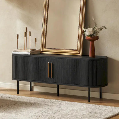 mopio Quin 59 Tambour TV Stand, Fluted Entertainment Center