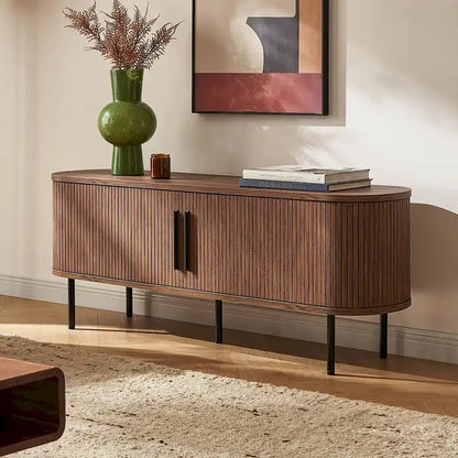 mopio Quin 59 Tambour TV Stand, Fluted Entertainment Center