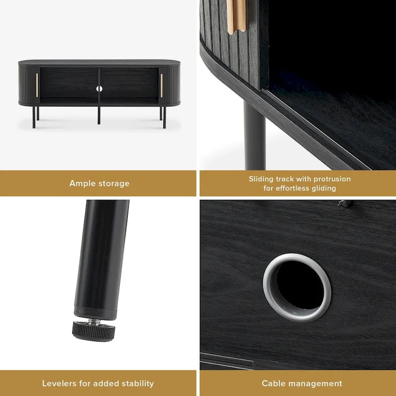 mopio Quin 59 Tambour TV Stand, Fluted Entertainment Center