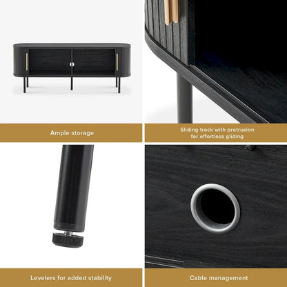 mopio Quin 59 Tambour TV Stand, Fluted Entertainment Center