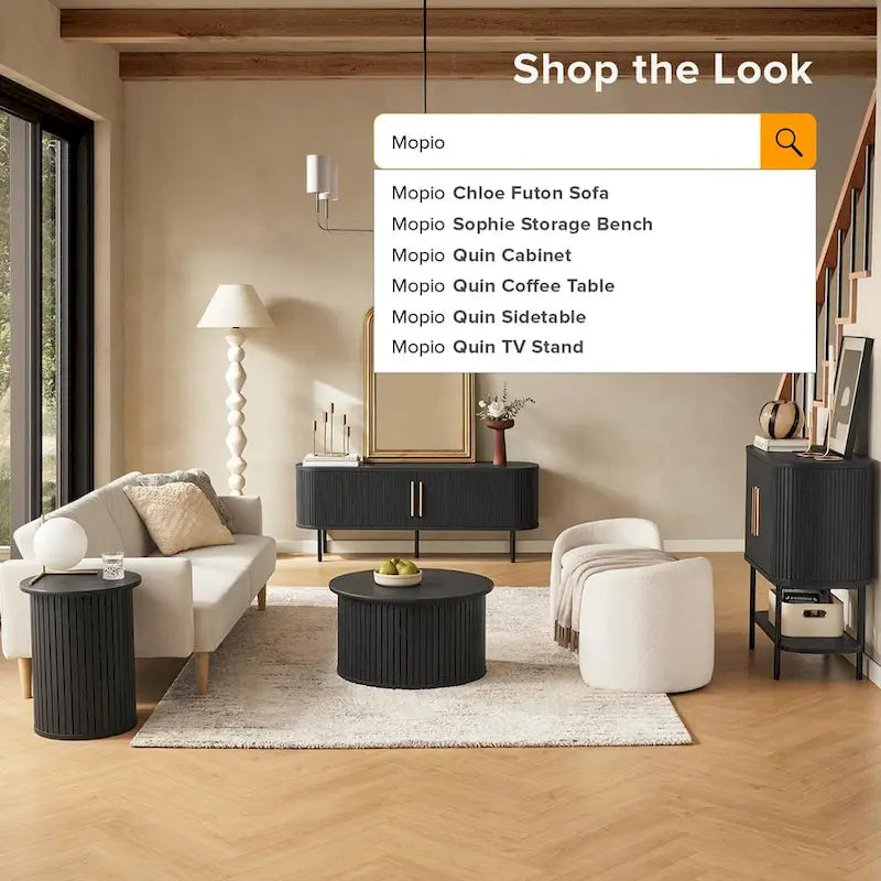 mopio Quin 59 Tambour TV Stand, Fluted Entertainment Center