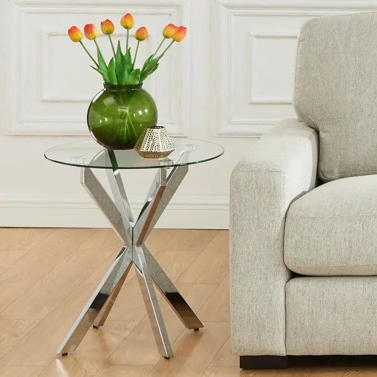 19.7 End Table With Glass Top