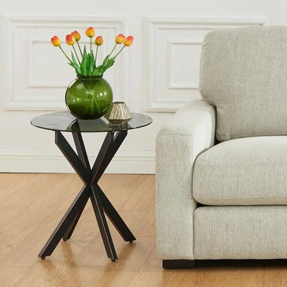 19.7 End Table With Glass Top