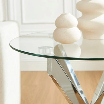 19.7 End Table With Glass Top
