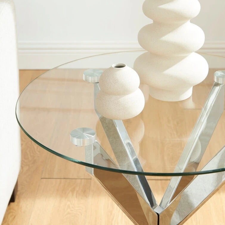 19.7 End Table With Glass Top