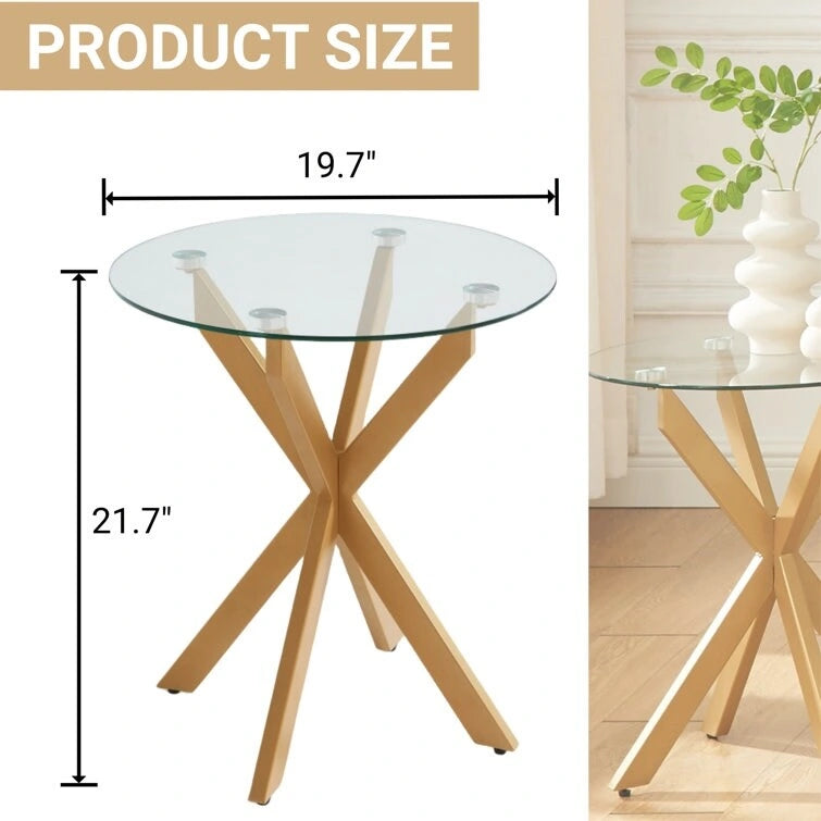 19.7 End Table With Glass Top