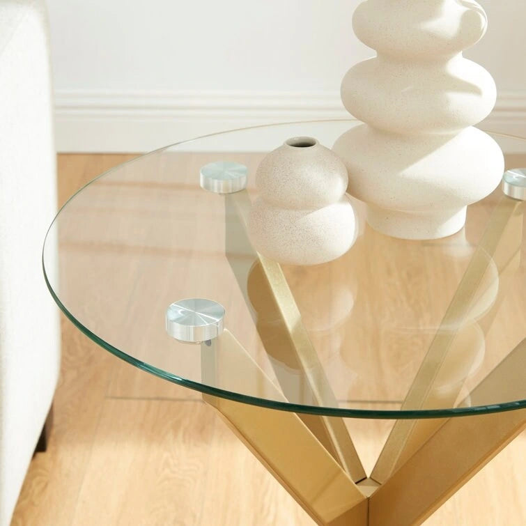 19.7 End Table With Glass Top