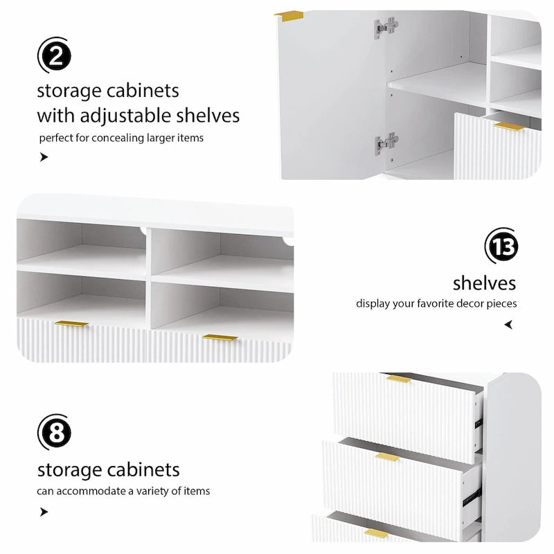 4-Piece Entertainment Wall Unit with 13 Shelves, 8 Drawers, and 2 Cabinets