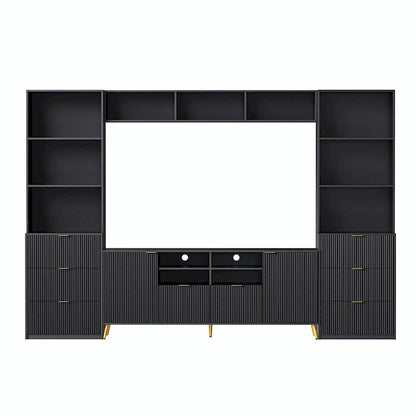 4-Piece Entertainment Wall Unit with 13 Shelves, 8 Drawers, and 2 Cabinets