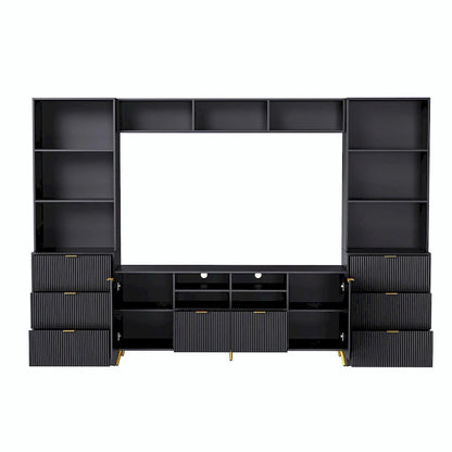 4-Piece Entertainment Wall Unit with 13 Shelves, 8 Drawers, and 2 Cabinets