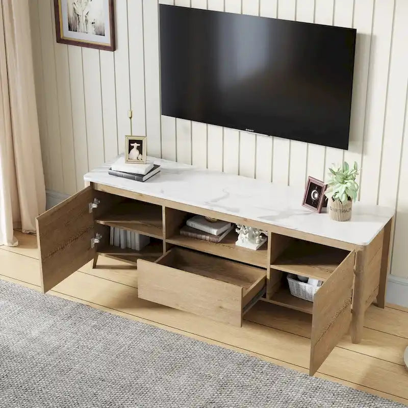 58 TV stand with LED Lights Entertainment Center TV cabinet with Storage for Up to 80 inch for Gaming Living Room Bedroom
