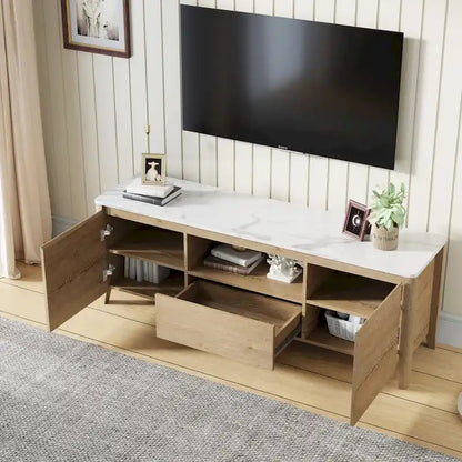 58 TV stand with LED Lights Entertainment Center TV cabinet with Storage for Up to 80 inch for Gaming Living Room Bedroom