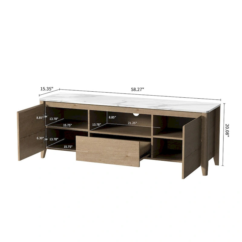 58 TV stand with LED Lights Entertainment Center TV cabinet with Storage for Up to 80 inch for Gaming Living Room Bedroom